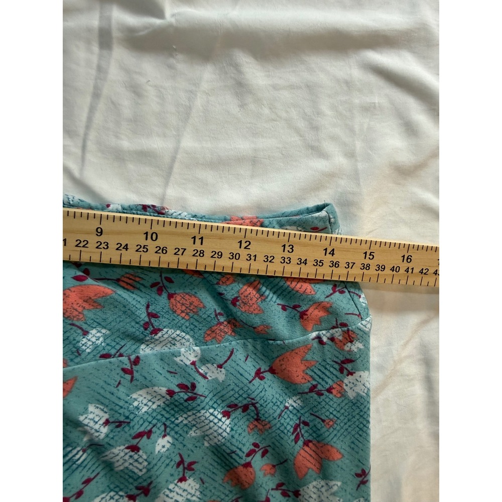 LuLaRoe Leggings Bundle Tall & Curvy TC Floral Geometric Blue Teal 2 Pack - Picture 10 of 14